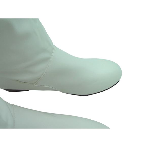 Women's Shein Almond Toe White Mid‎ Calf Boots Pull On Back Lace Size EU 41-US10 - Picture 7 of 12